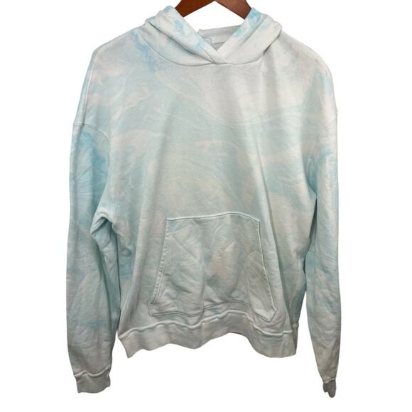 John Elliott White Sky Blue Hoodie Marble Swirl Streetwear Sweatshirt Medium - Picture 1 of 6